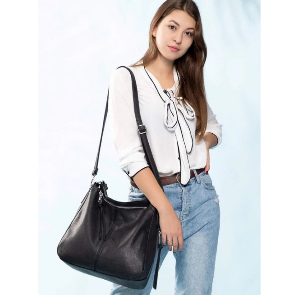 Generic Women's PU Leather Zipper Handbag (Black) Secondary image