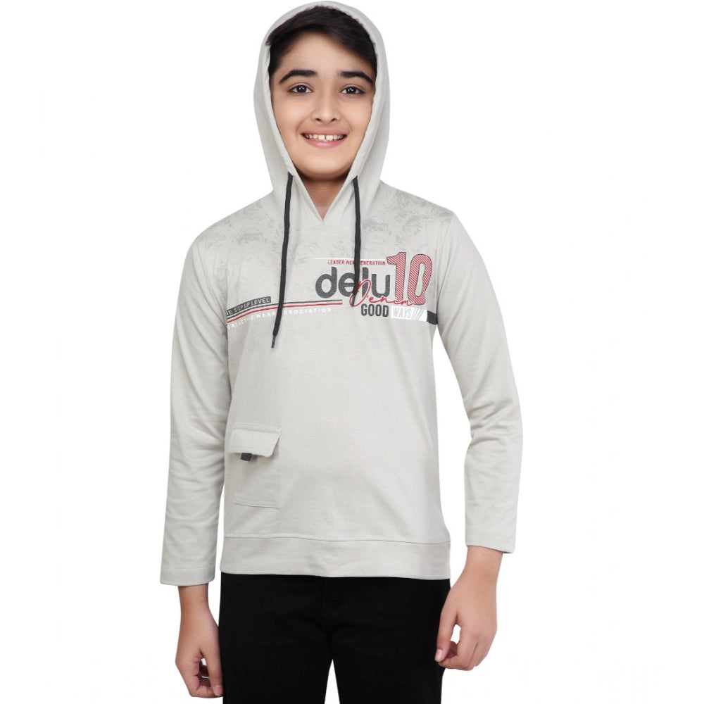 Generic Boy's Cotton Printeded Hooded Neck Hoodies (Grey ) Main image
