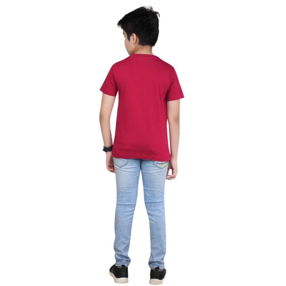 Generic Boy's Cotton Grapic Printed Round Neck T-Shirt (Marron) Secondary image
