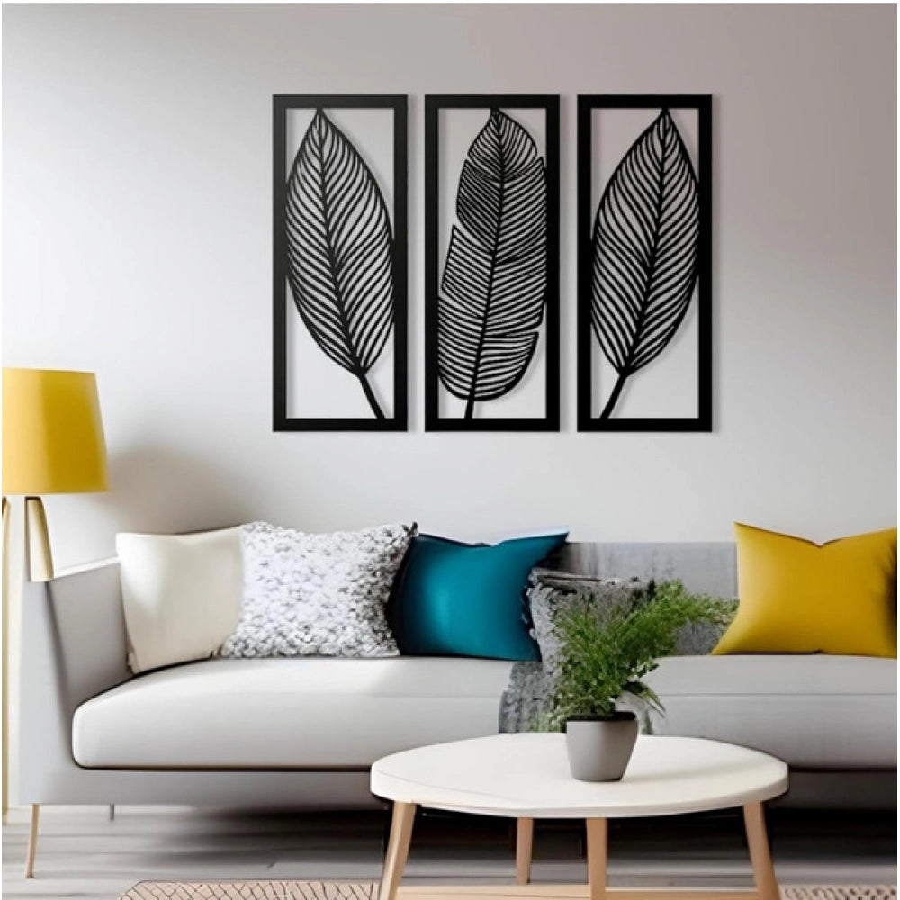 Generic Wooden 3 Pieces Leaf Wall Art Panel Frame for Home Decor Secondary image