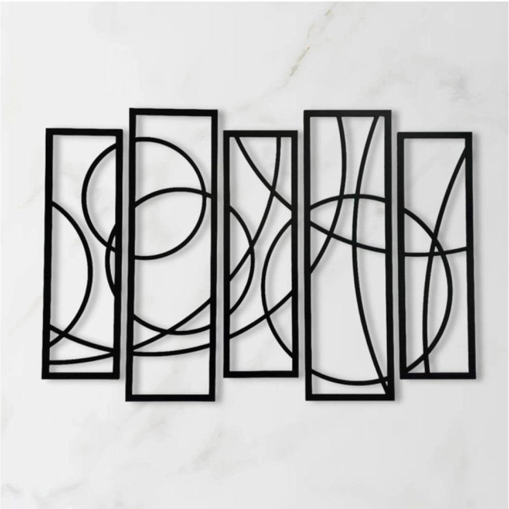 Generic Wooden 5-Piece Wall Art Panel Frame – Elegant Black Abstract Design Main image