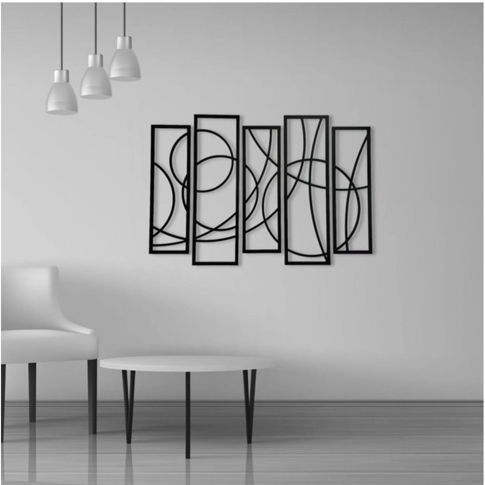 Generic Wooden 5-Piece Wall Art Panel Frame – Elegant Black Abstract Design Secondary image