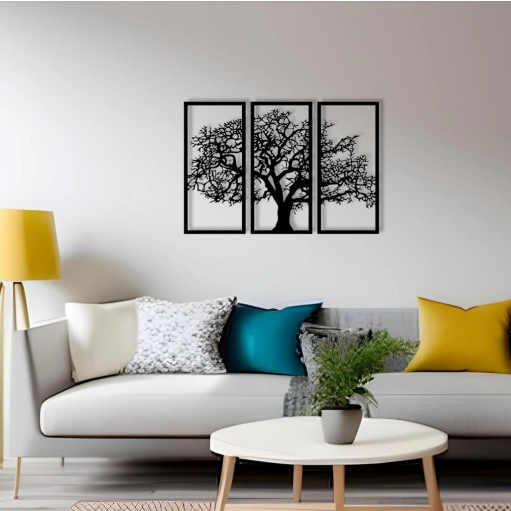 Generic Wooden 3 Pieces Tree Wall Art Panel Frame for Home Decor Main image