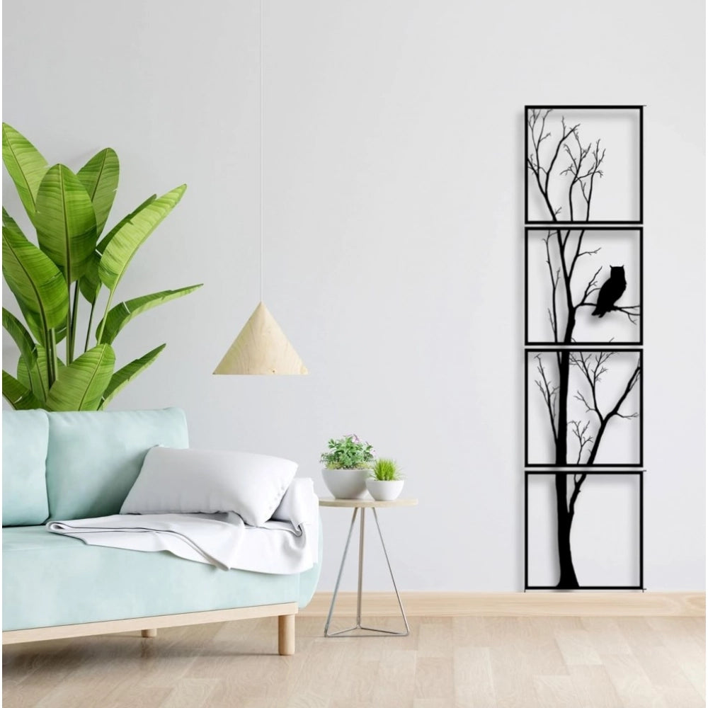 Generic 7 Decore Unique Vertical Tree Wall Art – 4 Piece Wooden Panel Set (Black) Main image