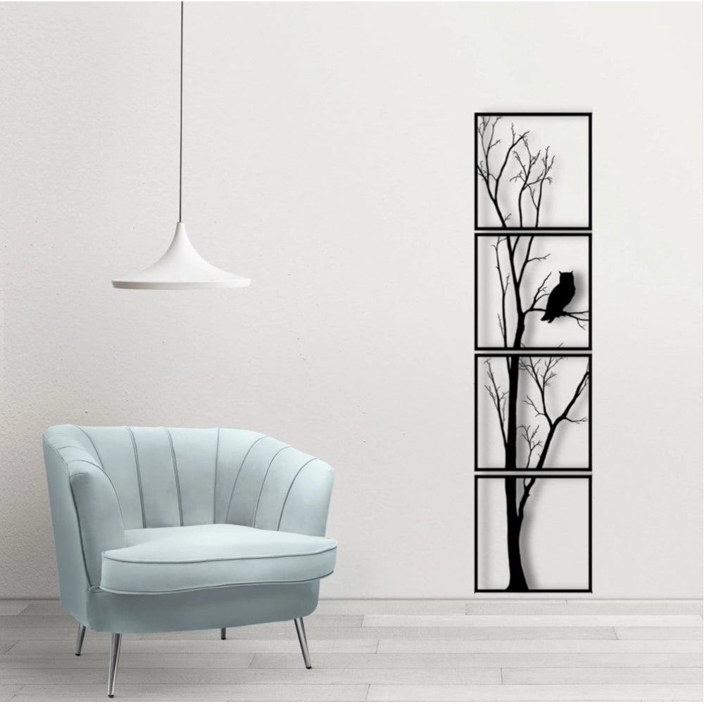 Generic 7 Decore Unique Vertical Tree Wall Art – 4 Piece Wooden Panel Set (Black) Secondary image