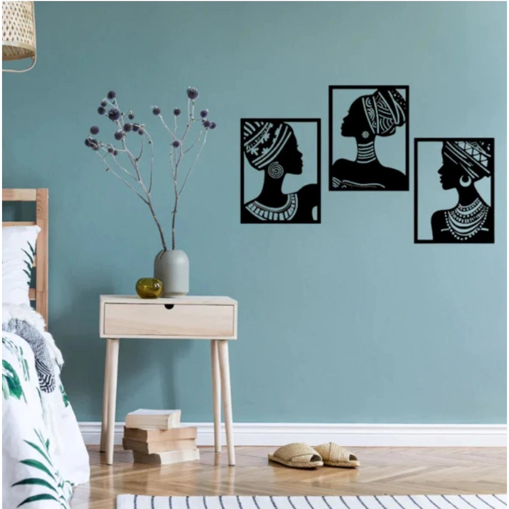 Generic African Elegance Wooden Wall Decor – Set of 3 Panels (Black) Secondary image