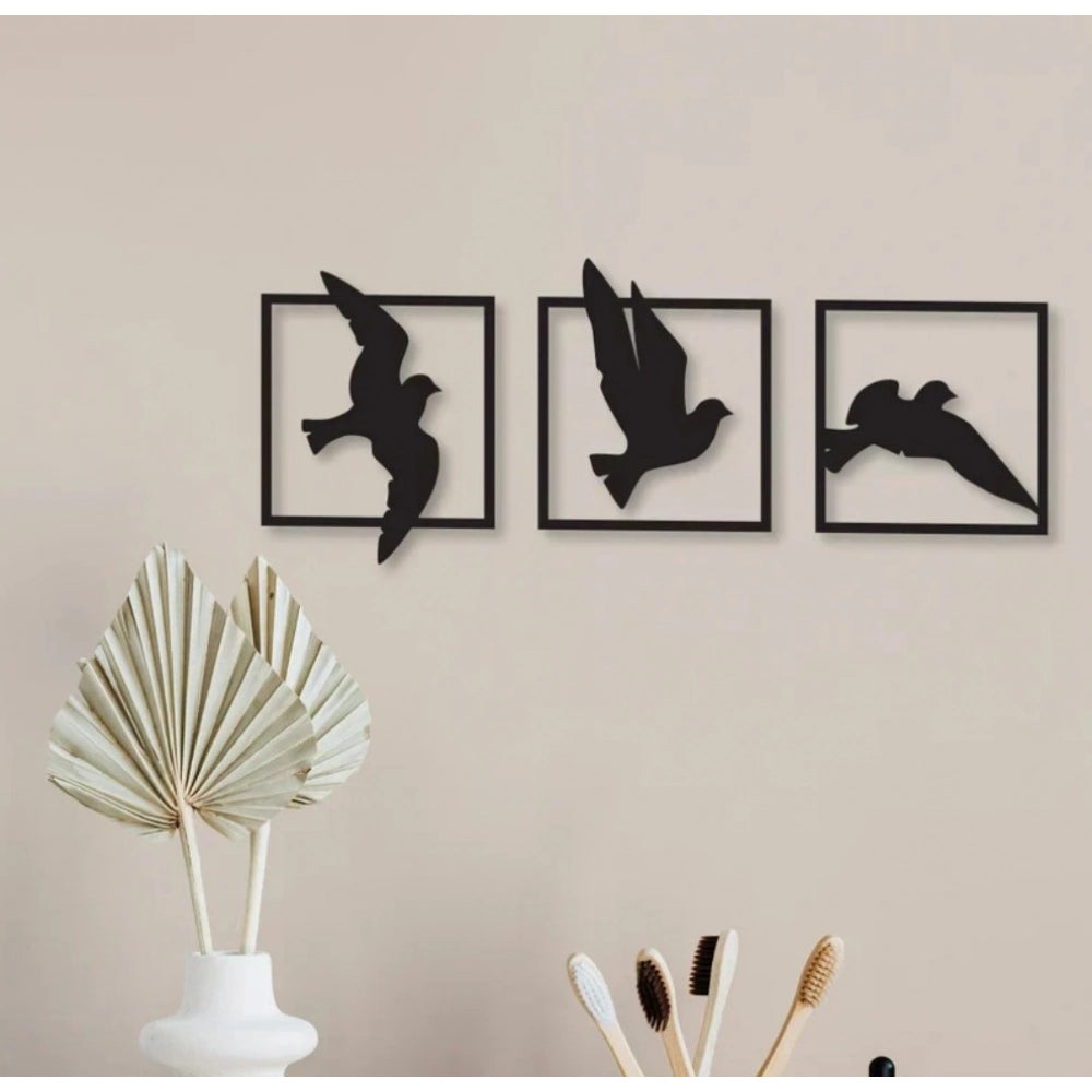 Generic Birds in Frame Wooden Wall Decor – Set of 3 Panels (Black) Secondary image