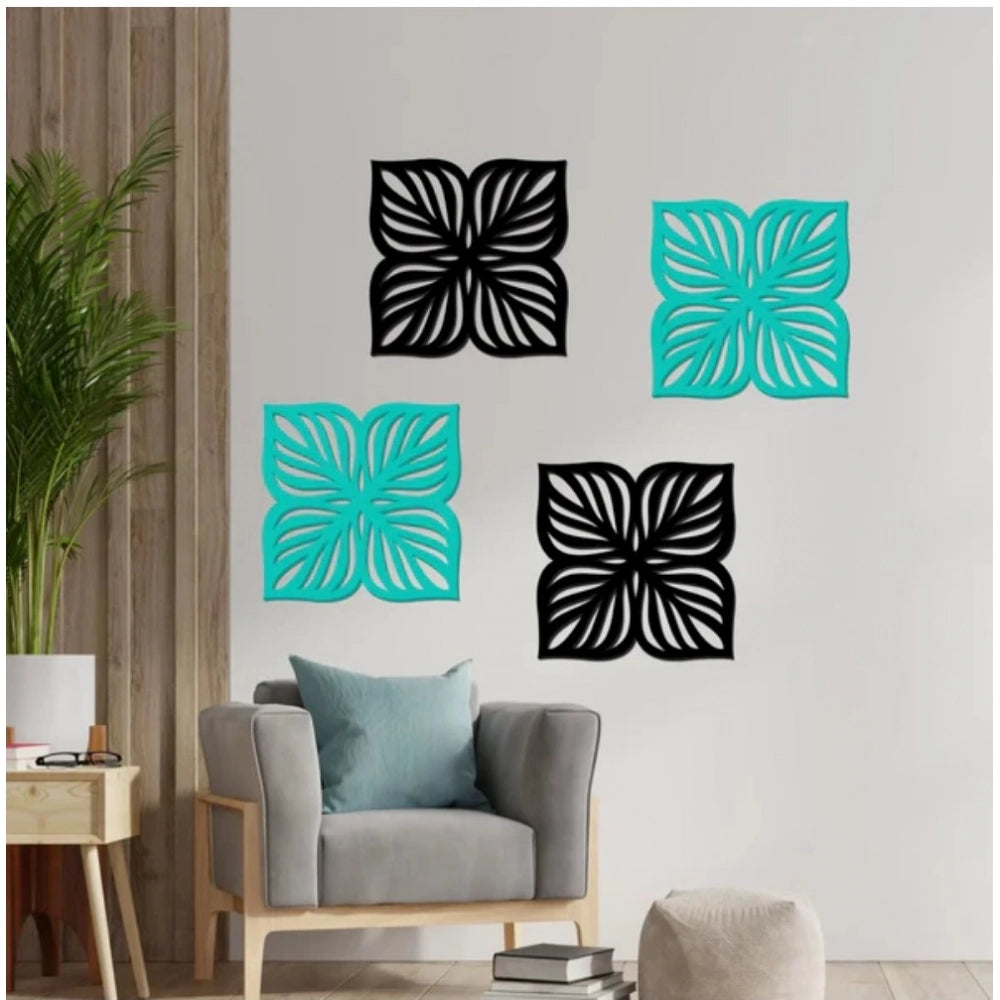 Generic Flowers Design Wooden Wall Decor – Set of 4 Pieces Main image