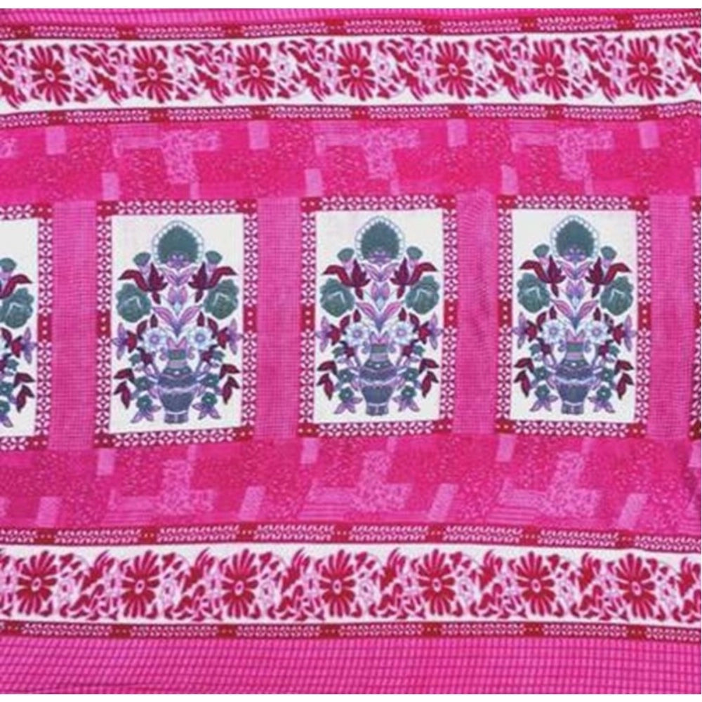 Generic Fleece Floral Printed Double Polar Warm Bedsheet with 2 Pillow Cover (Pink) Secondary image