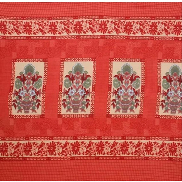 Generic Fleece Floral Printed Double Polar Warm Bedsheet with 2 Pillow Cover (Red)