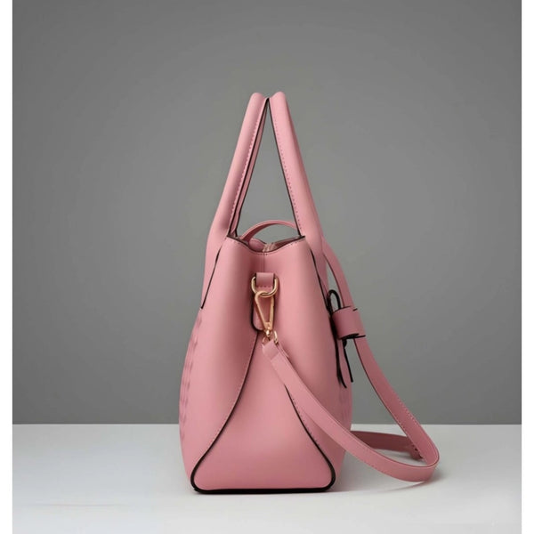 Generic Women's PU Leather Solid Shoulder Zipper Handbag (Pink)