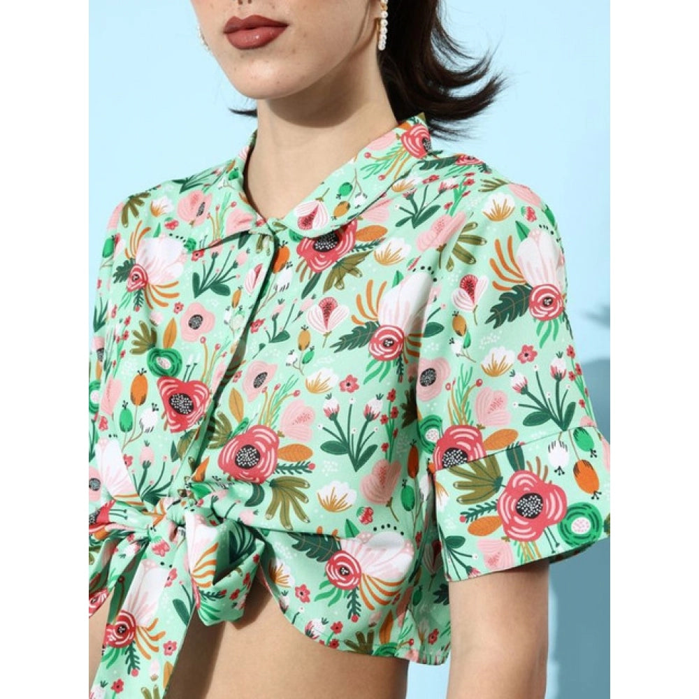 Generic Women's Polyester Floral Short Sleeve Co-Ord Set (Multicolor) Secondary image