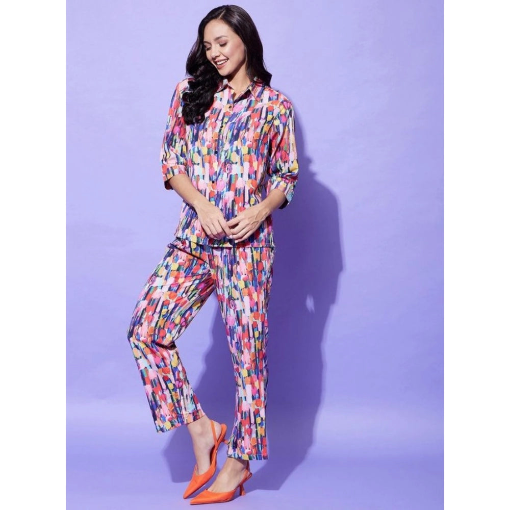 Generic Women's Polyester Floral 3-4th Sleeve Co-Ord Set (Multicolor) Secondary image