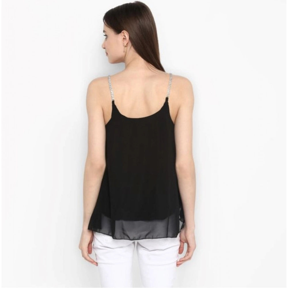 Generic Women's Polyester Embellished Shoulder Straps Top (Black) Secondary image
