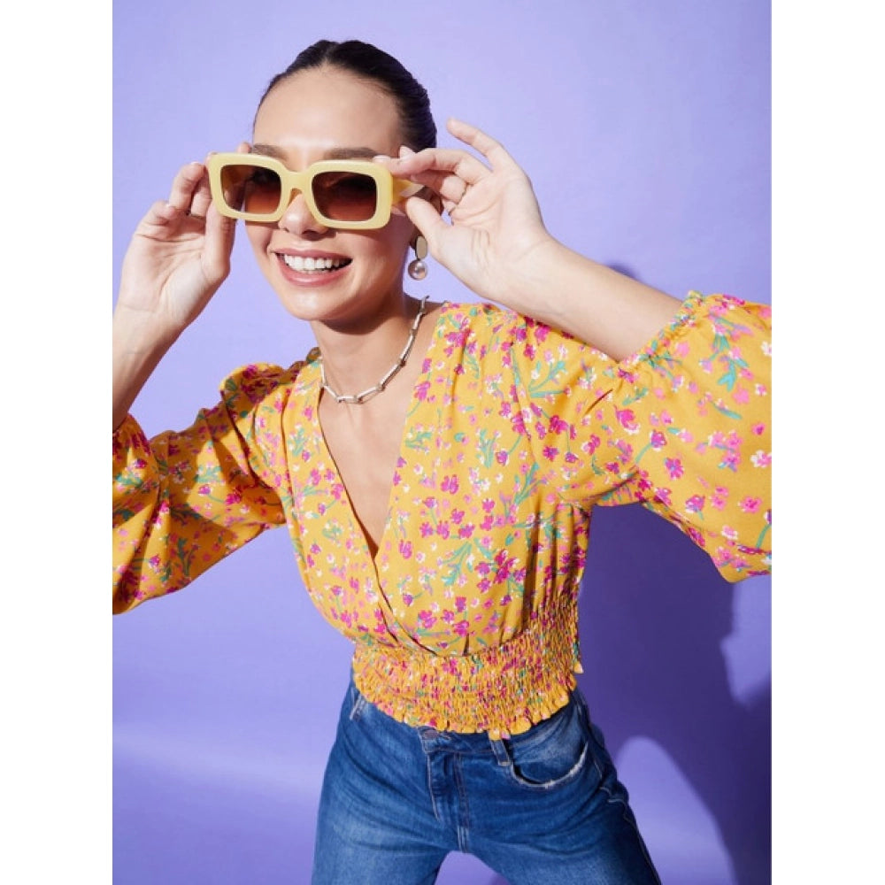Generic Women's Polyester Floral Long Sleeves Top (Multicolor) Secondary image