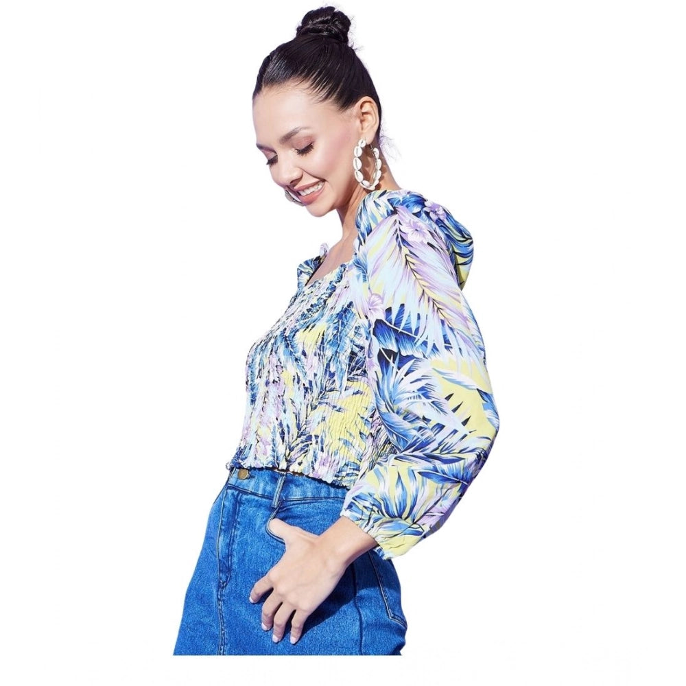 Generic Women's Polyester Floral Long Sleeves Top (Multicolor) Main image
