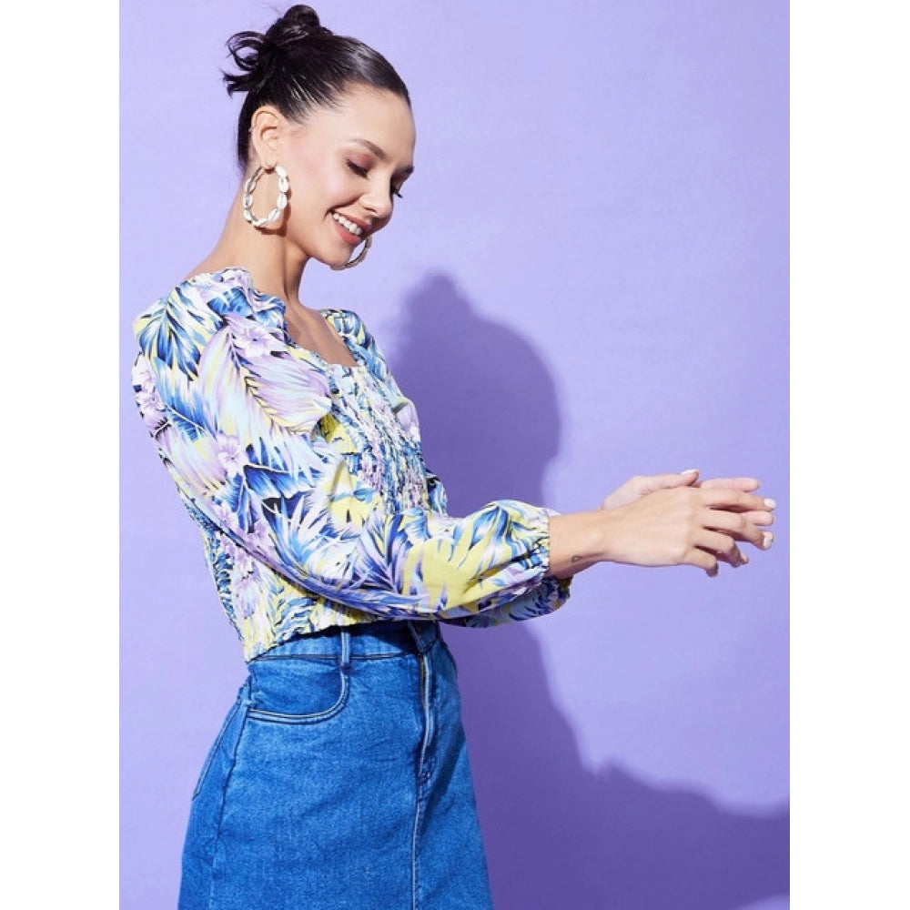 Generic Women's Polyester Floral Long Sleeves Top (Multicolor) Secondary image
