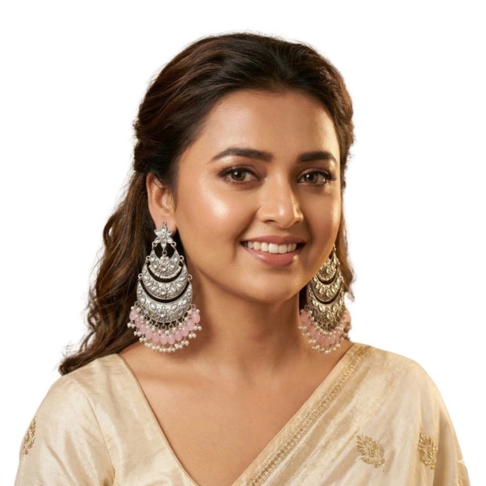 Generic Women's Zinc Alloy Gold Plated Chandbali Earrings (Multicolor) Secondary image