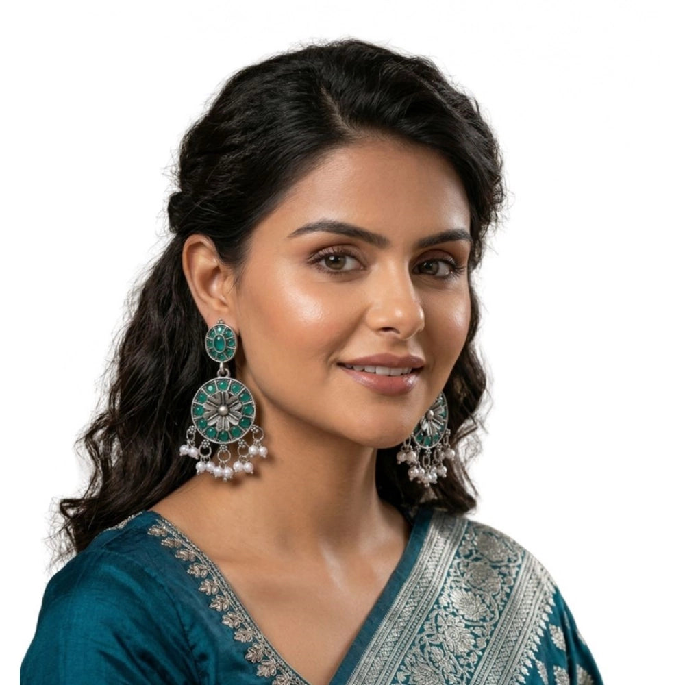 Generic Women's Zinc Alloy Gold Plated Chandbali Earrings (Multicolor) Secondary image
