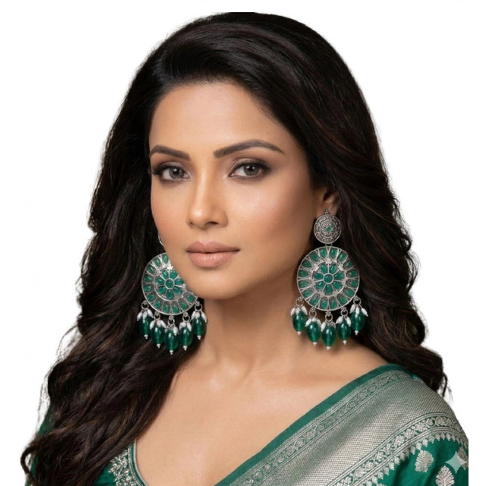 Generic Women's Zinc Alloy Gold Plated Chandbali Earrings (Multicolor) Secondary image
