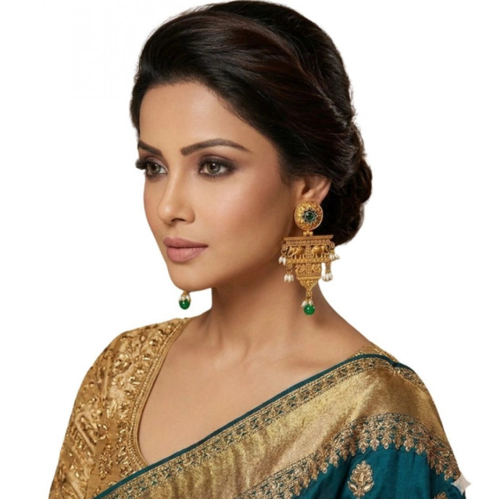 Generic Women's Zinc Alloy Gold Plated Chandelier Earrings (Multicolor) Secondary image