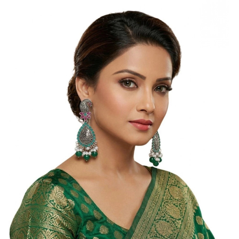 Generic Women's Zinc Alloy Gold Plated Chandbali Earrings (Multicolor) Secondary image