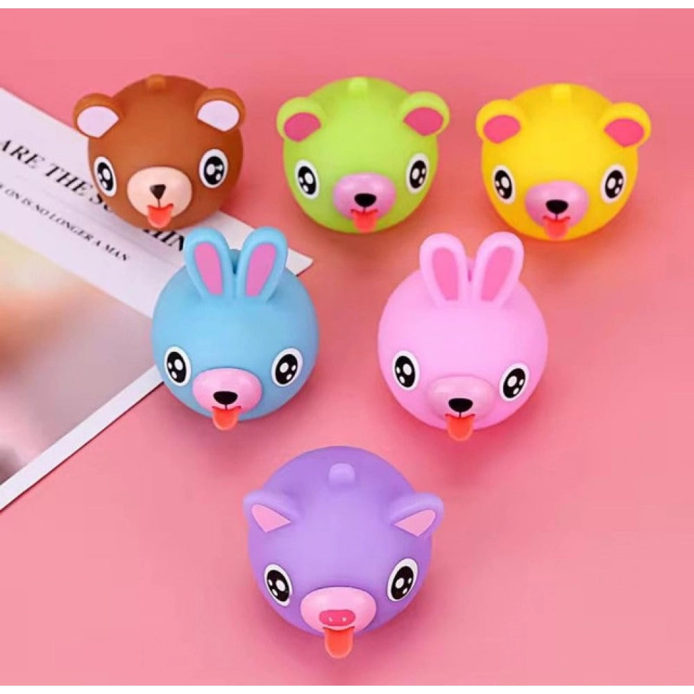 Generic Pack Of 5 Rubber-PVC Animal Faces Squishy Squeeze Stress Balls (Multicolor) Secondary image