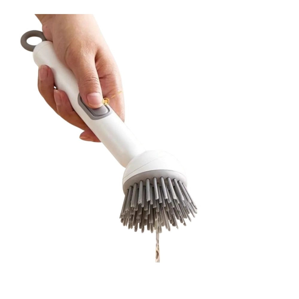 Generic TPR-Plastic Solid Electric Liquid Soap Dispensing Cleaning Brush with Handle (Grey-White) Main image