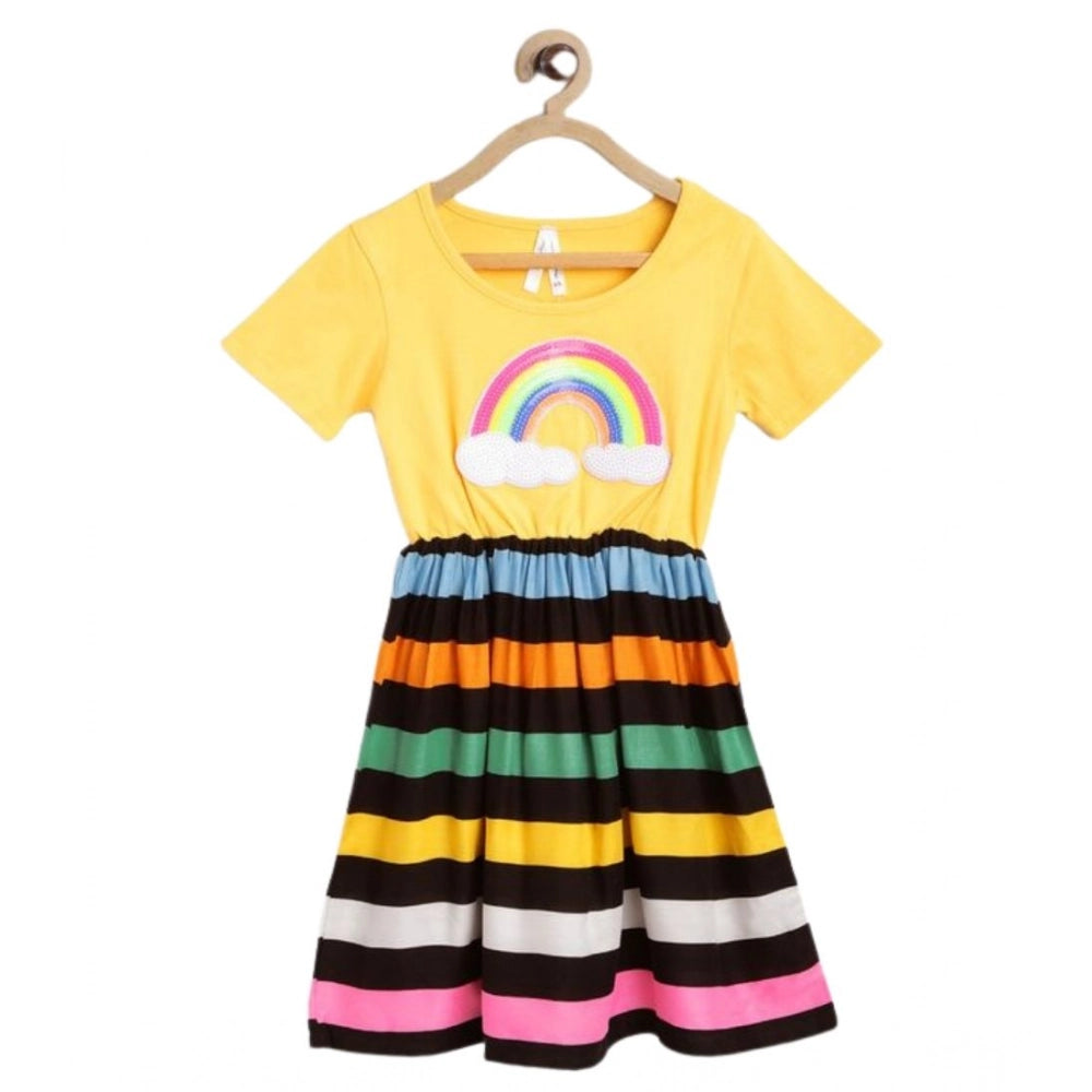 Generic Girl's Cotton Striped Short Sleeve Dress (Multicolor) Main image