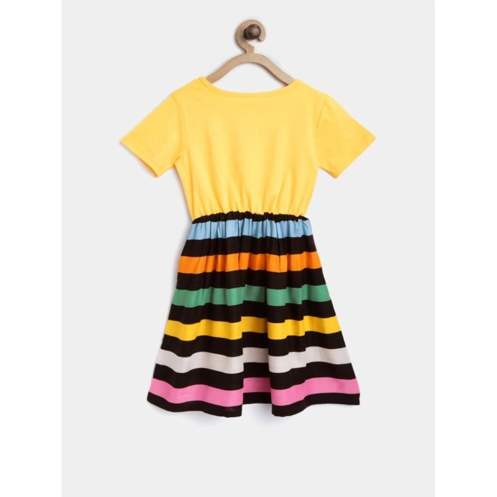 Generic Girl's Cotton Striped Short Sleeve Dress (Multicolor) Secondary image
