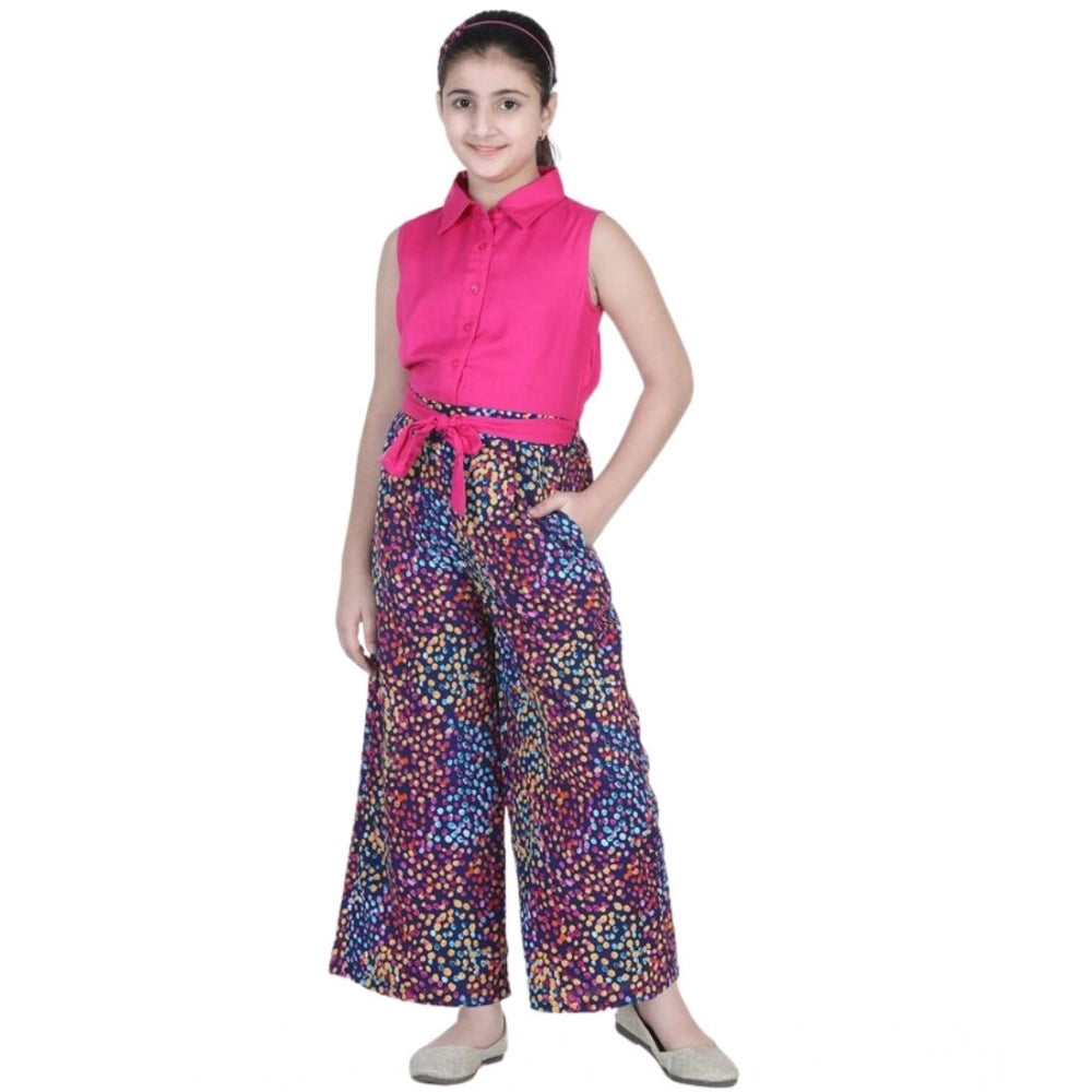 Generic Girl's Bodice-Rayon Colour Block Sleeveless Jumpsuit (Multicolor) Secondary image