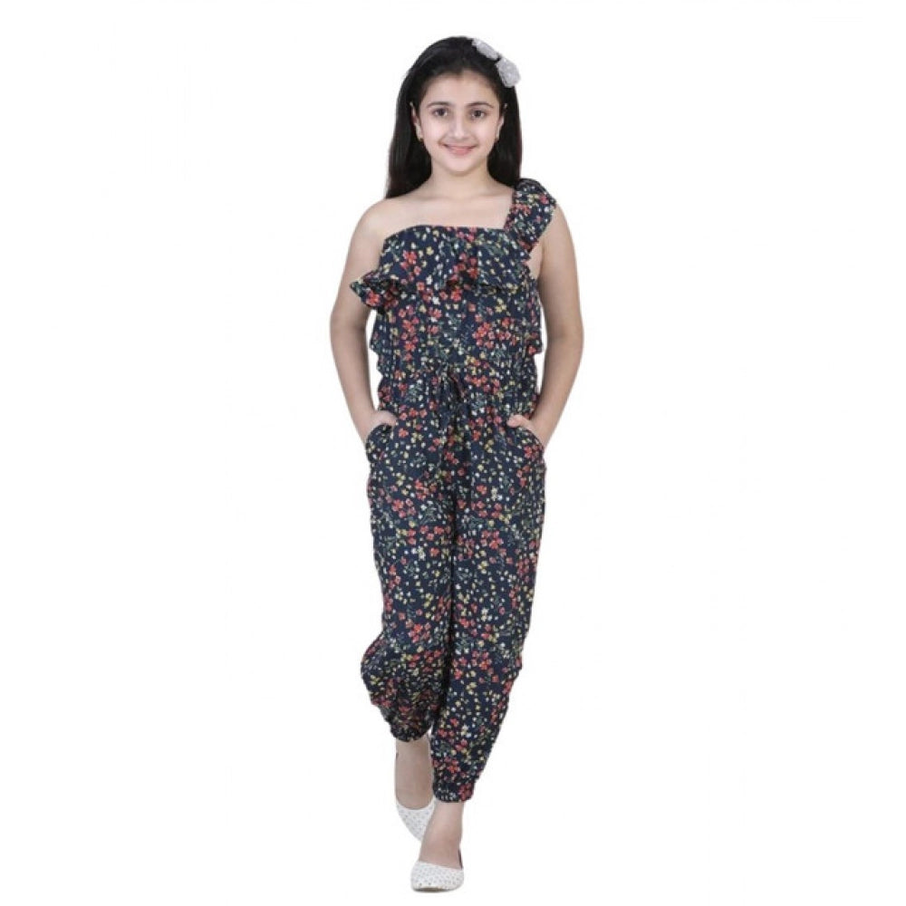 Generic Girl's Polyester Moss Floral Sleeveless Jumpsuit (Multicolor) Secondary image