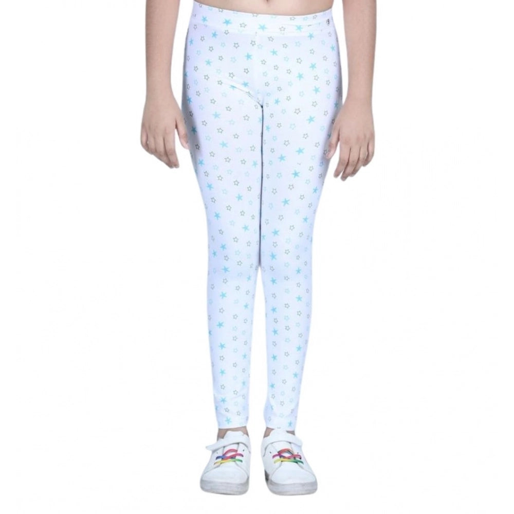Generic Girl's Cotton Lycra Printed Elasticated Leggings (White) Secondary image