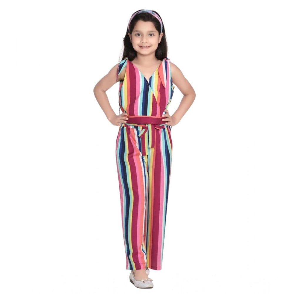 Generic Girl's Polyester Crepe Floral Cold Shoulder Crop Top and Pallazo Set (Multicolor) Secondary image