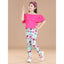 Generic Girl's Cotton Floral Elasticated Jegging and Top (Pink)