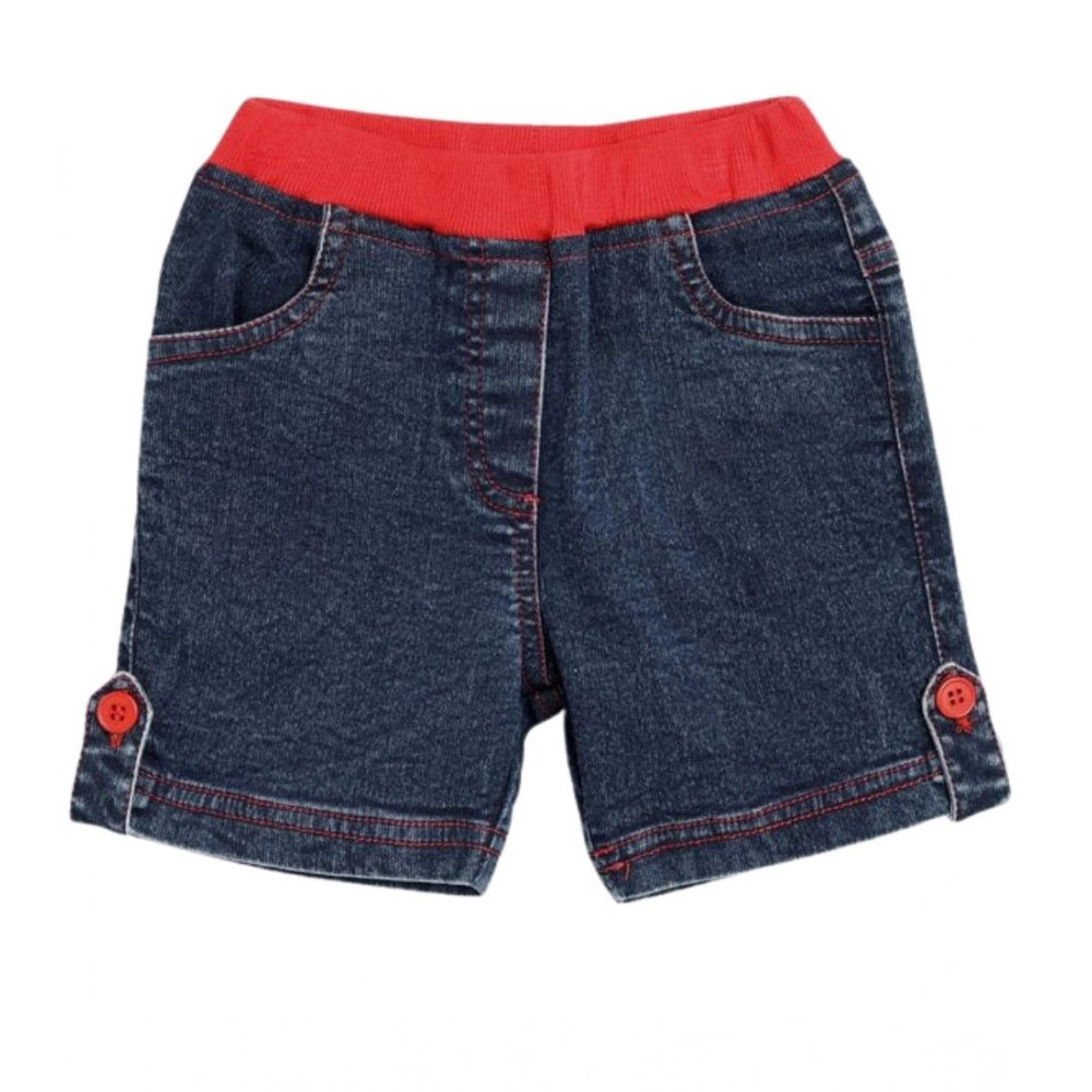 Generic Girl's Denim Lace Inserts Sleeveless Shorts (Blue-Red) Main image