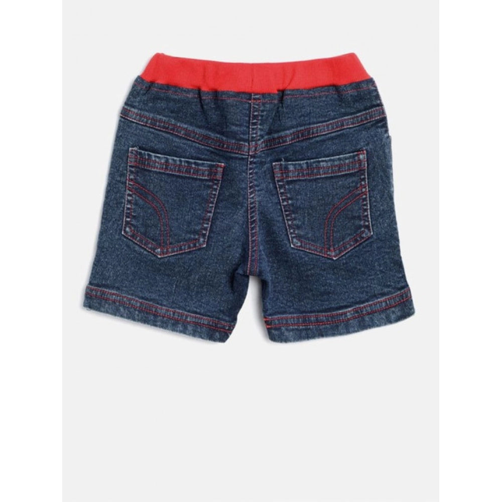 Generic Girl's Denim Lace Inserts Sleeveless Shorts (Blue-Red) Secondary image