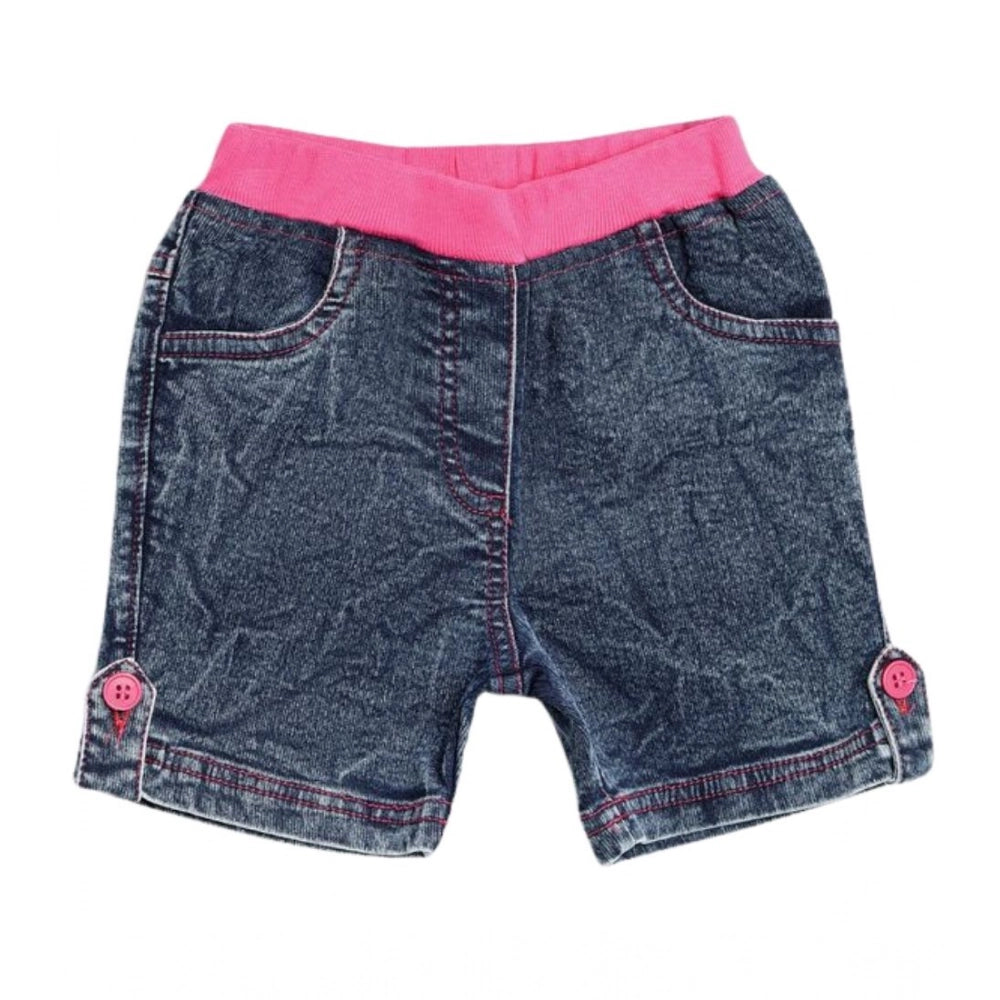 Generic Girl's Denim Lace Inserts Sleeveless Shorts (Blue-Pink) Main image