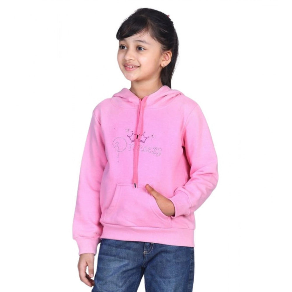 Generic Girl's Fleece Embellished Long Sleeves Sweatshirt (Light Pink) Secondary image