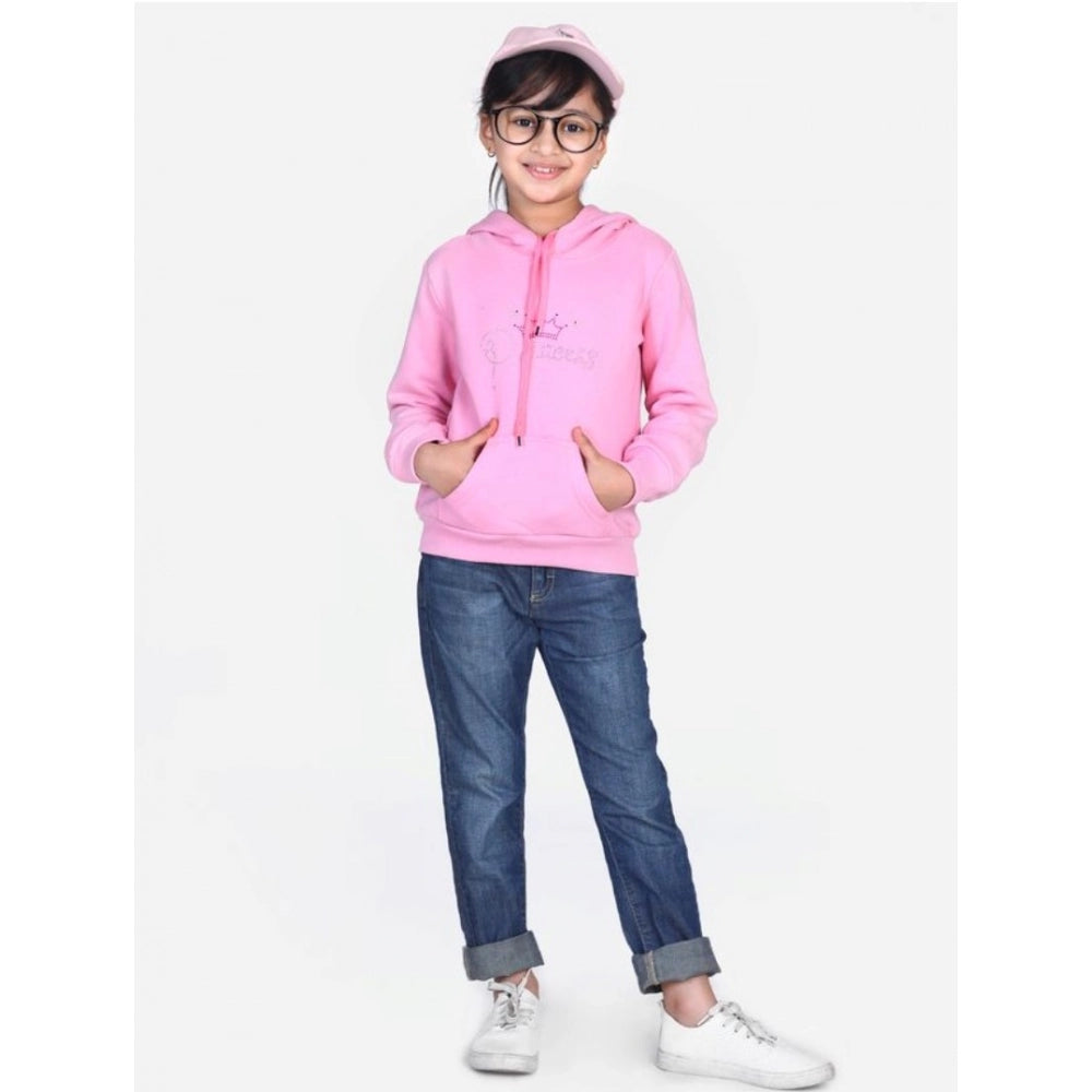Generic Girl's Fleece Embellished Long Sleeves Sweatshirt (Light Pink) Main image