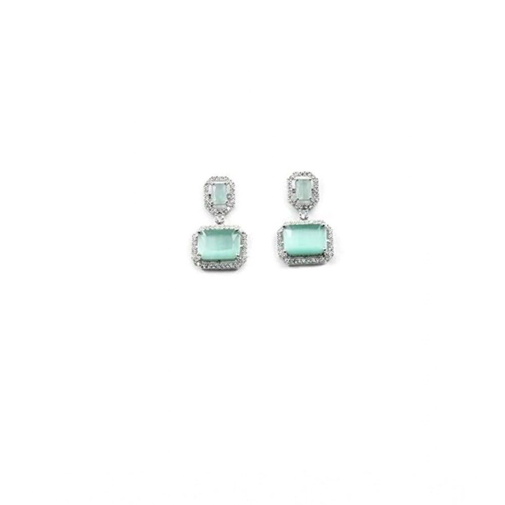 Generic Women's Brass Silver Plated Drop Earrings (Turquoise) Secondary image