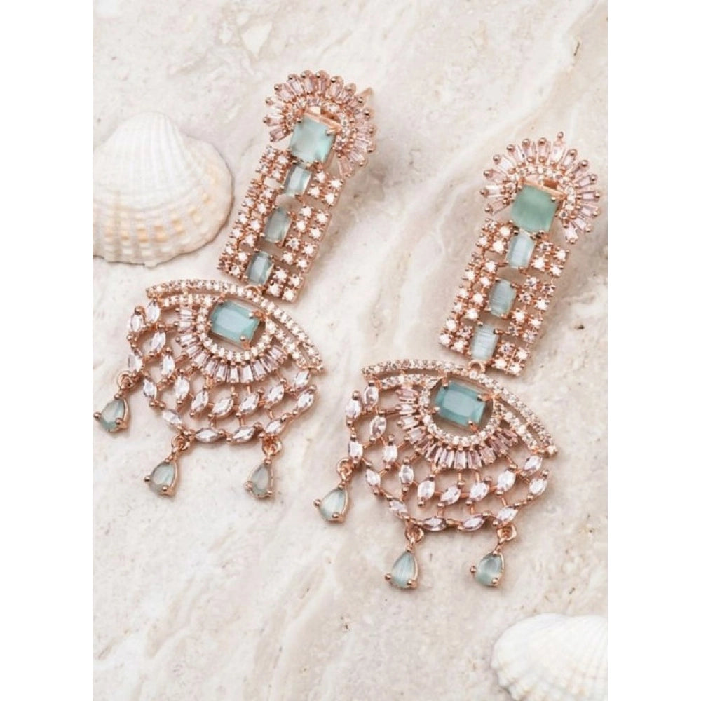 Generic Women's Brass Silver Plated Drop Earrings (Turquoise) Main image