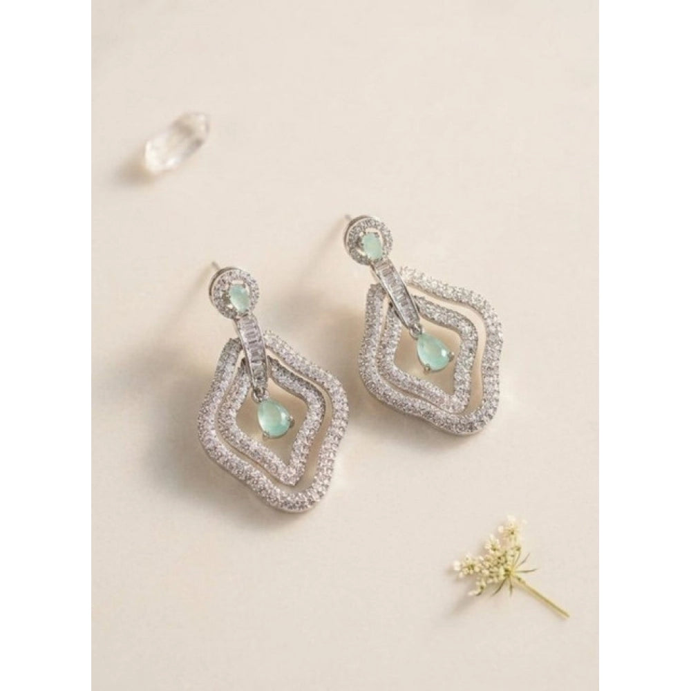 Generic Women's Brass Silver Plated Drop Earrings (Turquoise) Main image