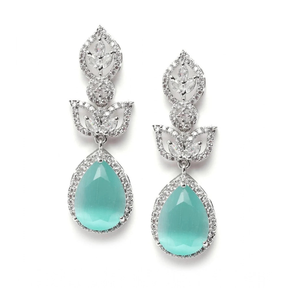 Generic Women's Brass Silver Plated Drop Earrings (Turquoise) Secondary image