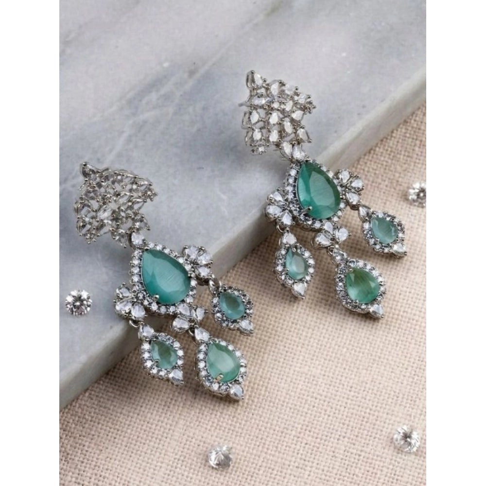 Generic Women's Brass Silver Plated Drop Earrings (Turquoise) Main image