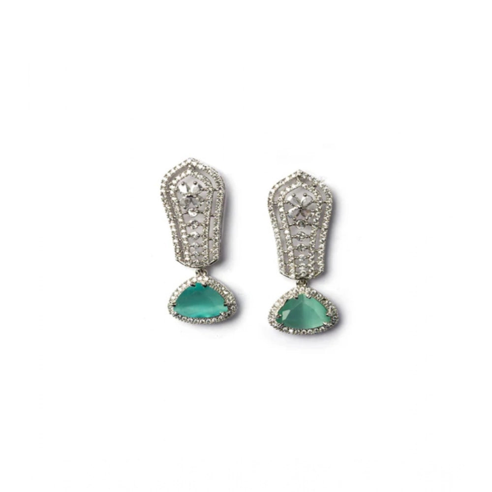 Generic Women's Brass Silver Plated Drop Earrings (Turquoise) Secondary image