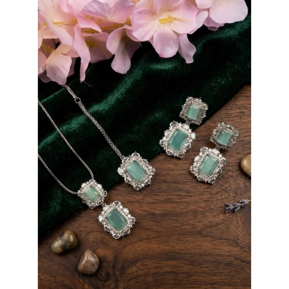 Generic Women's Brass Silver Plated Pendant Set (Mint) Main image