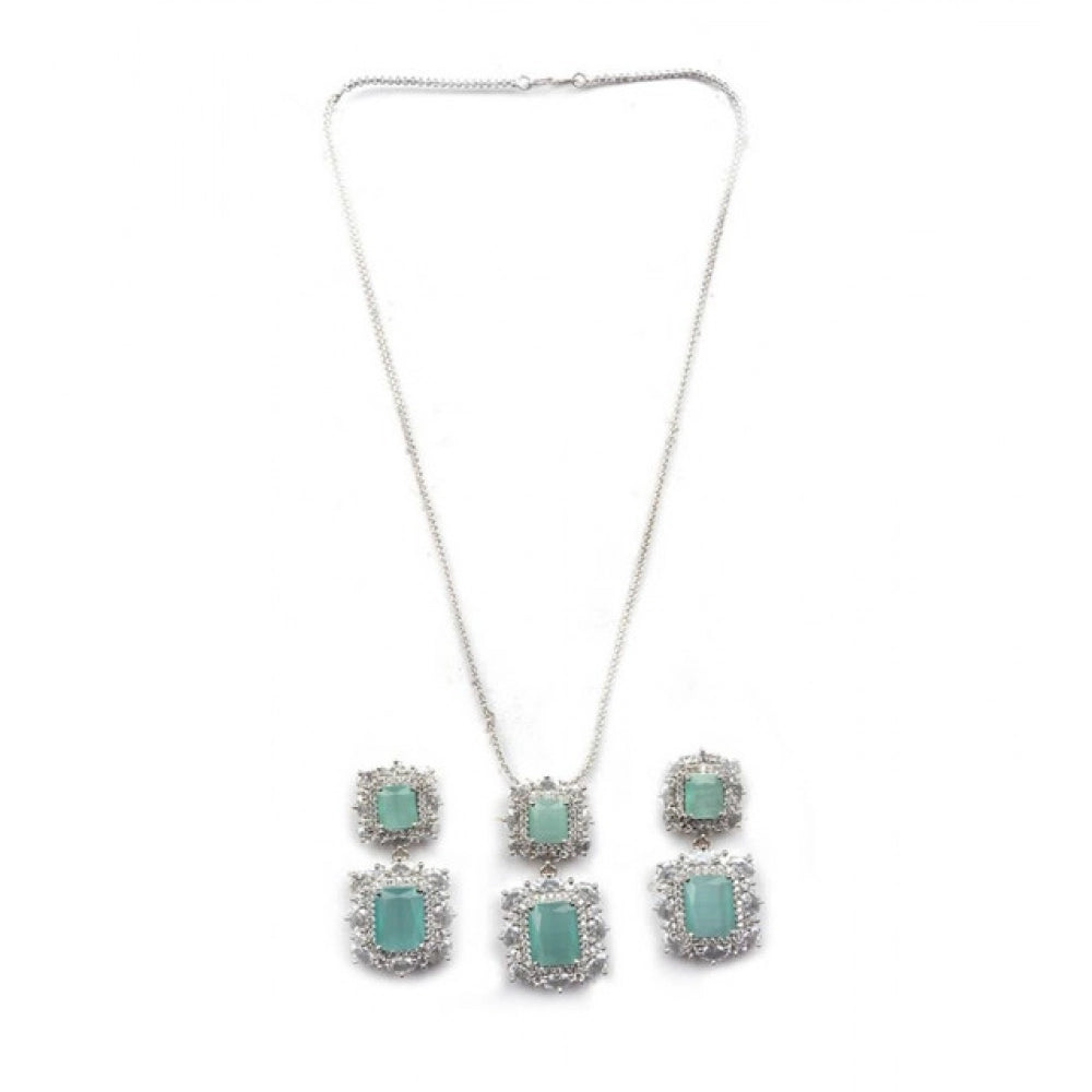 Generic Women's Brass Silver Plated Pendant Set (Mint) Secondary image