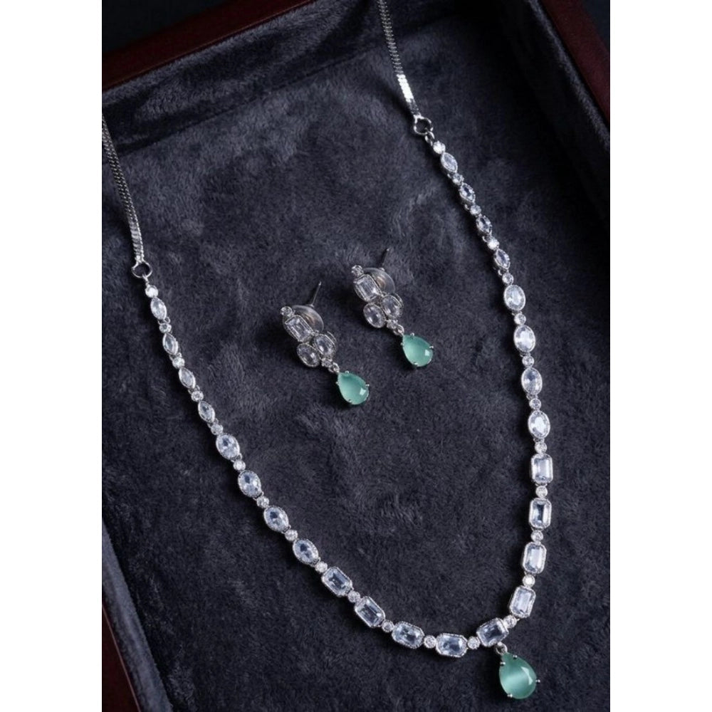 Generic Women's Brass Silver Plated Necklace set (Turquoise) Main image