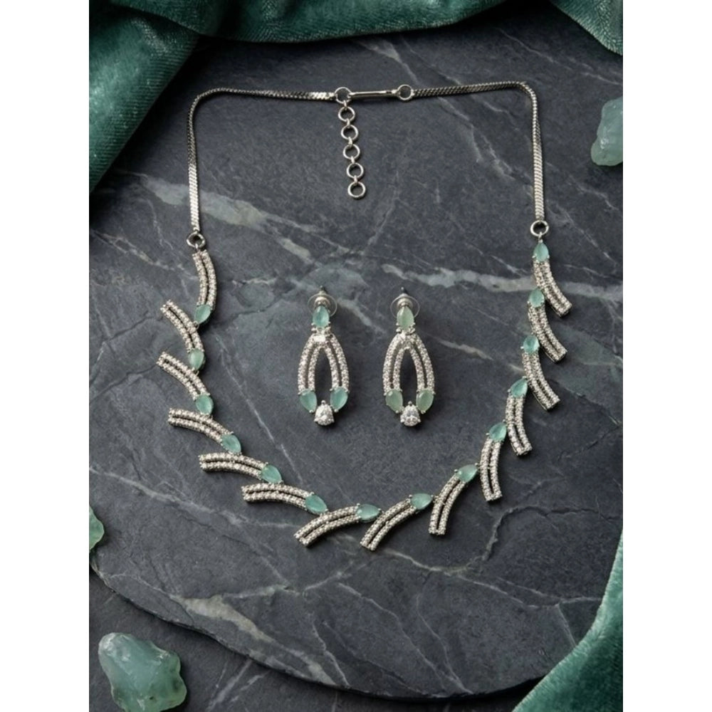 Generic Women's Brass Silver Plated Necklace set (Turquoise) Main image